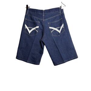 Y2K 80s 90s Mecca Bermuda Jean Shorts Mens 34 Wide Leg Baggy Embroidered Pockets